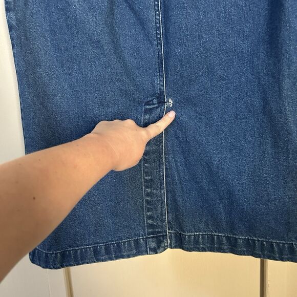 Vintage Womens Denim Skirt 6 100% Cotton Split Pockets Pleated Belt Loops Retro - Picture 5 of 10